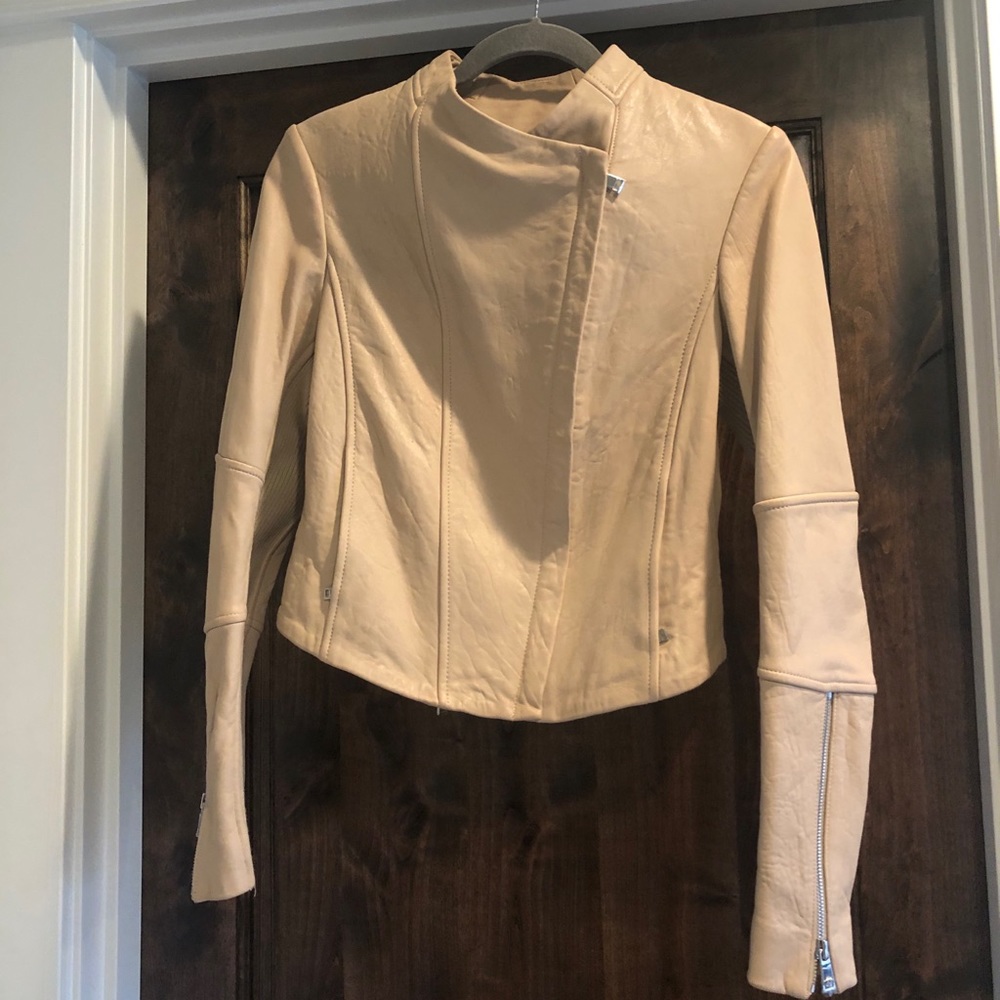 Vince lambskin scuba asymmetrical jacket